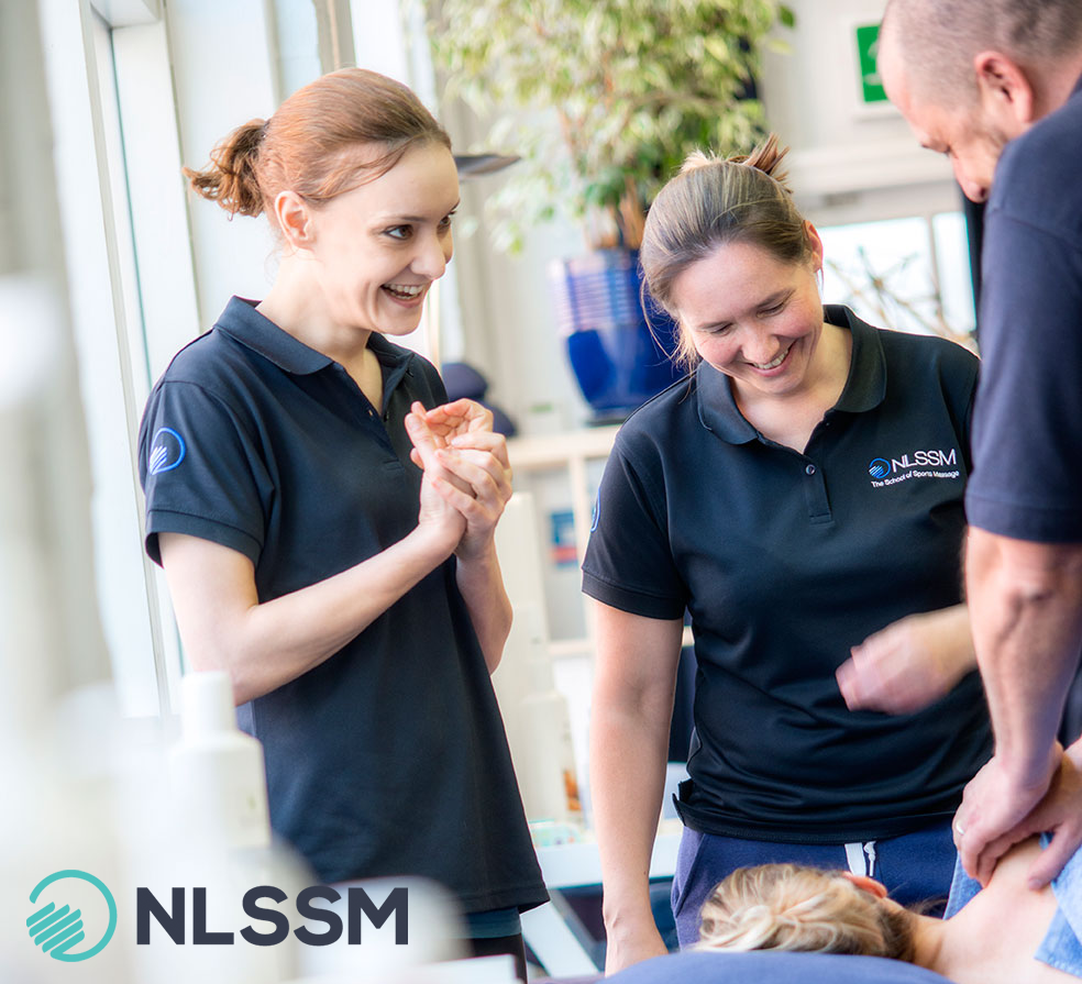 Students on sports massage course