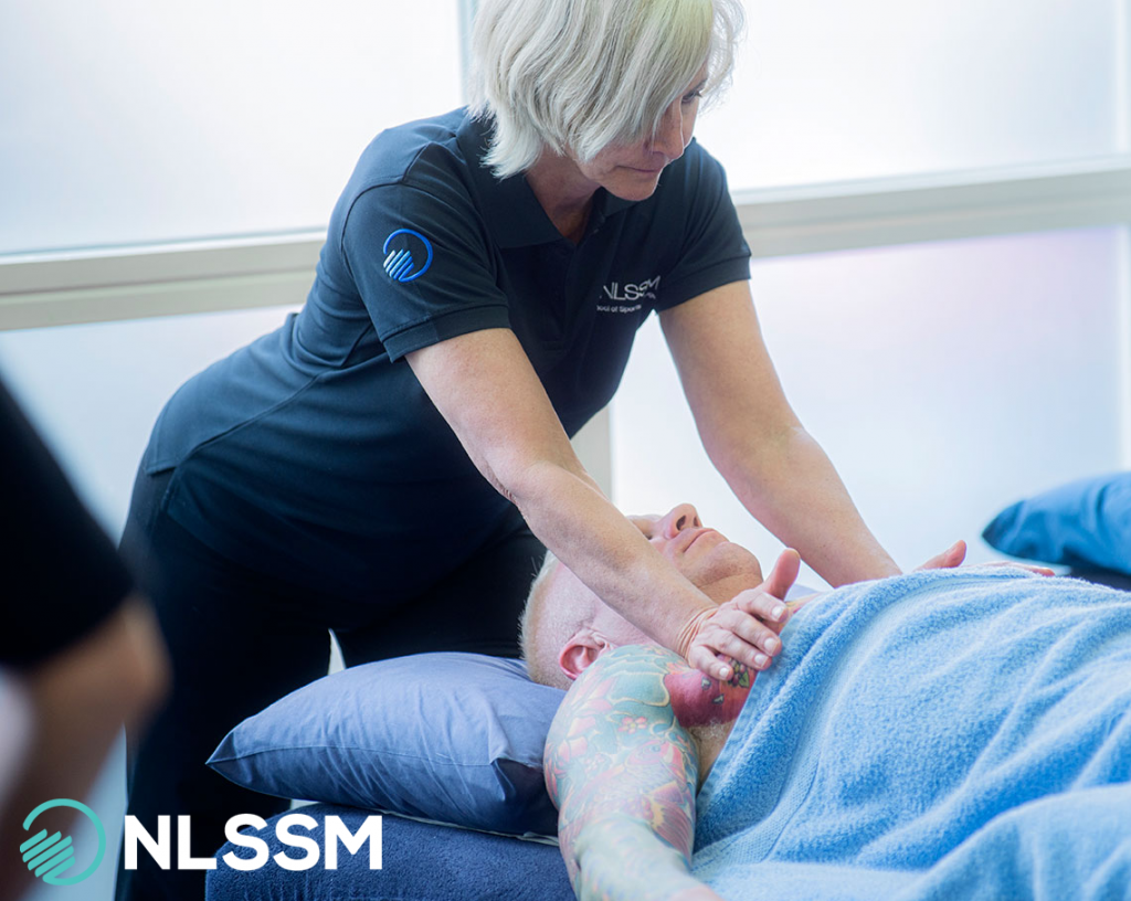 Students on sports massage course