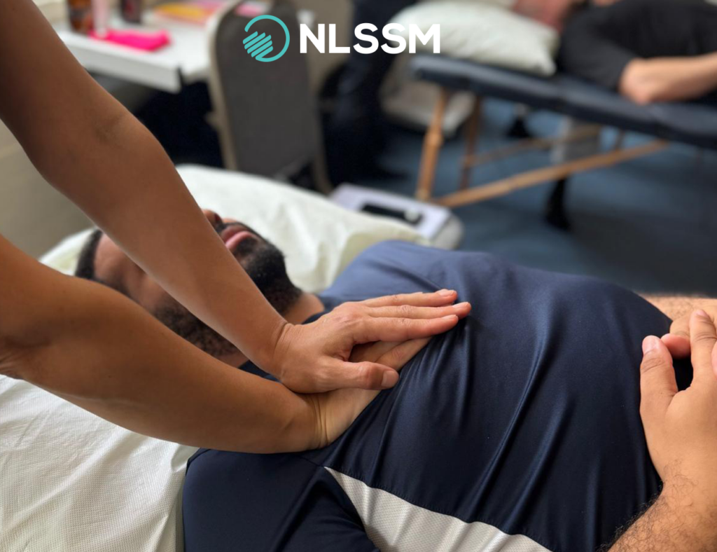 demonstration of a massage technique
